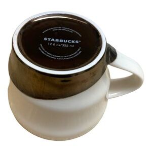 Starbucks 2013 Hand Dipped Bronze Swirl Ceramic Cream Coffee Cup Mug 12oz